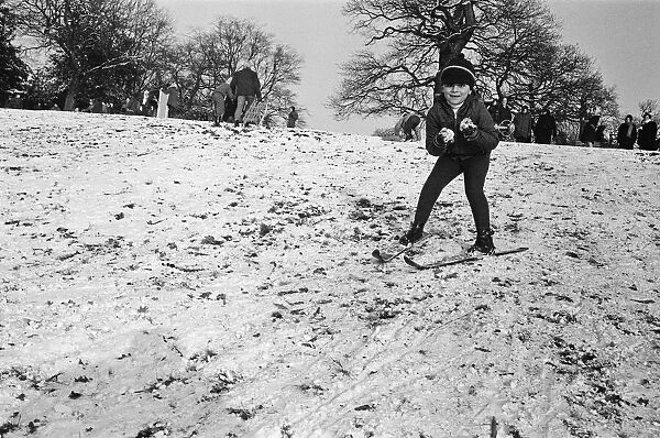 Snow scenes on Richmond Hill and Park. Pictured, skiing in Richmond Park