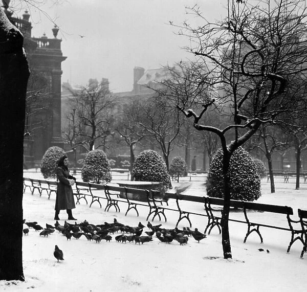 Snow in St Philips churchyard, Birmingham. December 1955