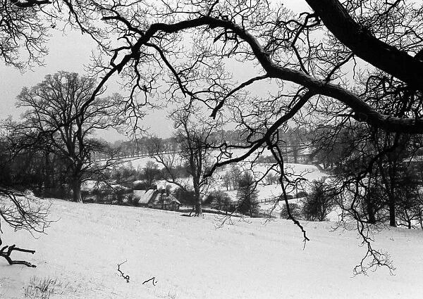 A snowy countryside scene near Coventry. 3rd January 1963