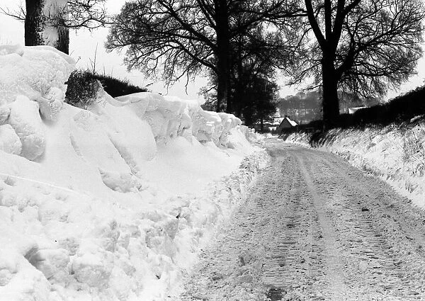 snowy countryside scene near Coventry. 3rd Jauary 1963