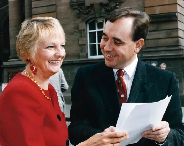 Framed Print : SNP conference in Perth, Party Leader Alex Salmond outside the conference with Margaret Framed Print : SNP conference in Perth, Party Leader Alex Salmond outside the conference with Margaret