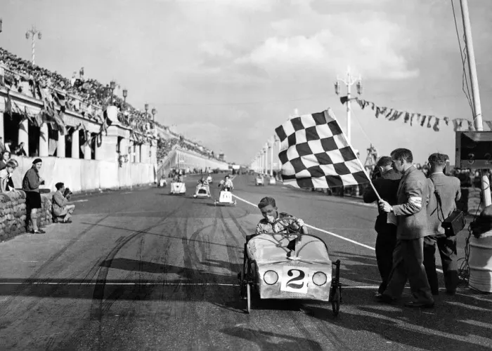 Framed Print : Soapbox winner rattles past. On every conceivable contraption that can be pedalled Framed Print : Soapbox winner rattles past. On every conceivable contraption that can be pedalled