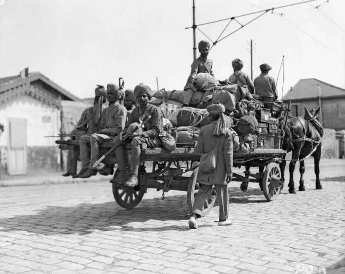 Framed Print : Soldiers part of the 3rd (Lahore) Indian Division seen here escorting one of Framed Print : Soldiers part of the 3rd (Lahore) Indian Division seen here escorting one of