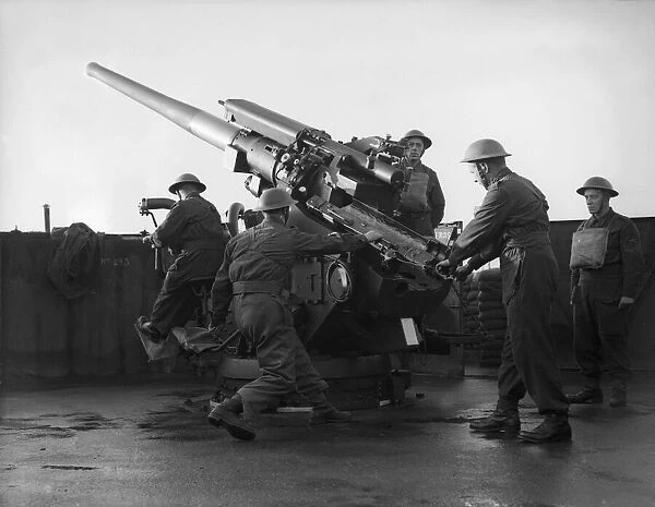 Soldiers of an anti aircraft battery in the West Midlands, seen here training