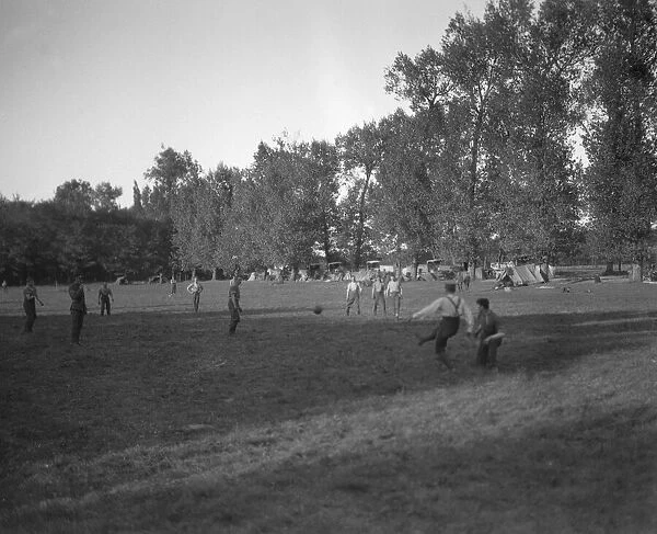 Soldiers of the Army Service Corps in France seen here playing football in their time