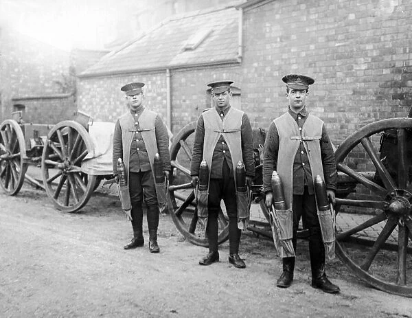 Soldiers of the Royal Artillery seen here wearing their jackets designed to carry 18Ib