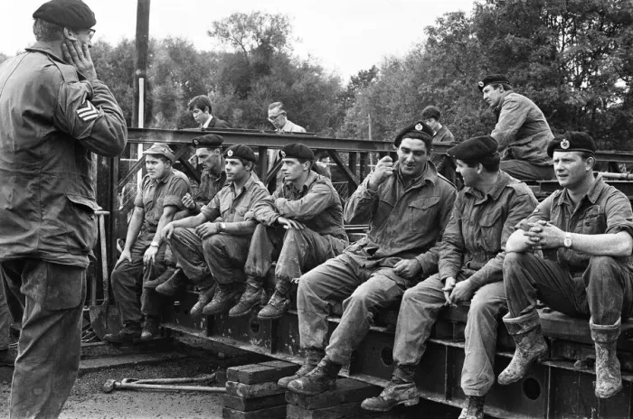 Framed Print : Soldiers of The Royal Engineers build bridges to help local residents after heavy floods Framed Print : Soldiers of The Royal Engineers build bridges to help local residents after heavy floods