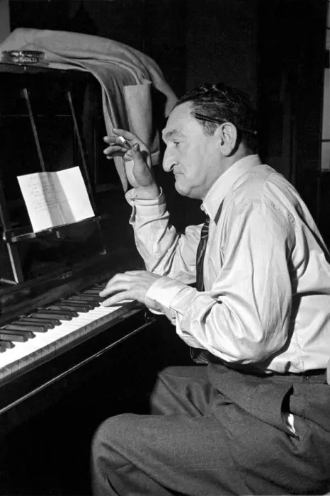 Framed Print : Song writer Harry Leon seen here playing piano. May 1953 D2367-001 Framed Print : Song writer Harry Leon seen here playing piano. May 1953 D2367-001