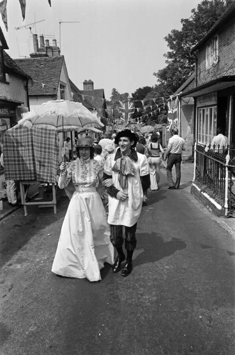 Framed Print : Sonning Festival. Sonning High Street, Berkshire. June 1976