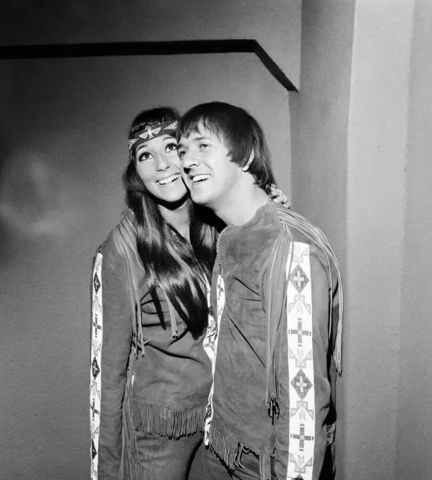 Framed Print : Sonny Bono & Cher, American music duo, pictured at the Royal Garden Hotel, London