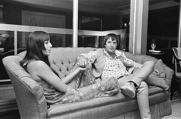 Sonny Bono & Cher, American music duo, pictured in the Royal Suite penthouse at the Royal