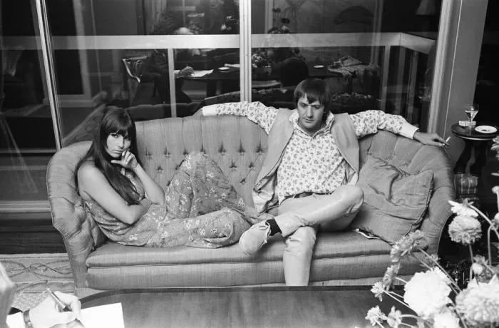 Framed Print : Sonny Bono & Cher, American music duo, pictured in the Royal Suite penthouse at the Royal Framed Print : Sonny Bono & Cher, American music duo, pictured in the Royal Suite penthouse at the Royal