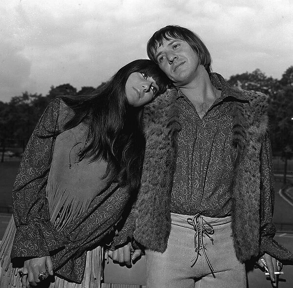 Sonny and Cher at the Hilton hotel after arriving from America to promote their new