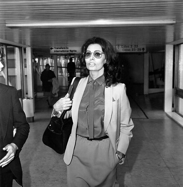 Sophia Loren pictured leaving Heathrow Airport for Antigua to make a film