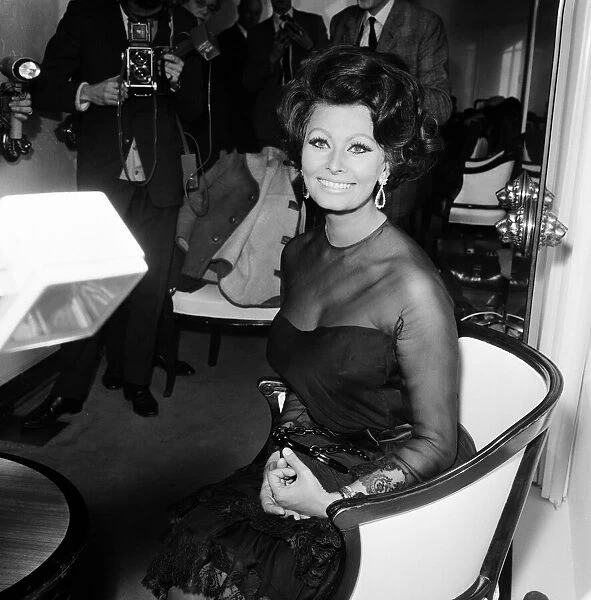 Sophia Loren at a press conference at the Savoy Hotel, London