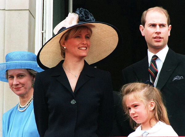 Sophie Rhys Jones and fiance Prince Edward watching trooping of the colour