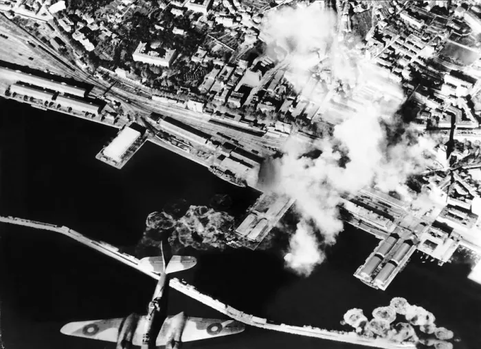 Framed Print : South African & Australian Baltimore bombers attack the Adriatic harbour of Fiume hitting Framed Print : South African & Australian Baltimore bombers attack the Adriatic harbour of Fiume hitting