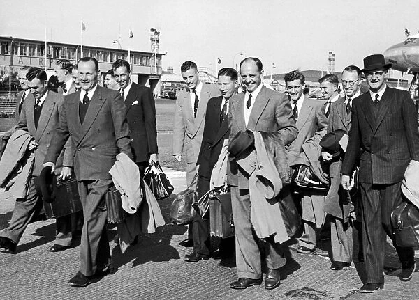 The South African cricket team arrive at London airport. 24th April 1955