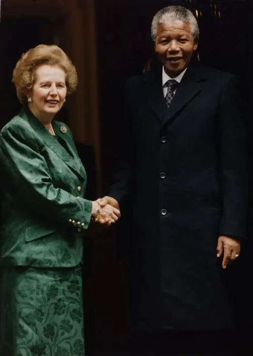 Framed Print : South African ex-political prisoner Nelson Mandela with British Prime Minister Margaret Framed Print : South African ex-political prisoner Nelson Mandela with British Prime Minister Margaret