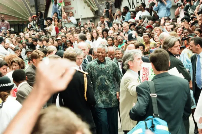 Framed Print : South African President Nelson Mandela seen here visiting Brixton Market with Prince Framed Print : South African President Nelson Mandela seen here visiting Brixton Market with Prince