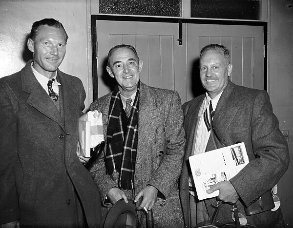 South African rugby supporters in the arrivals Hall at Heathrow. 4th January 1952