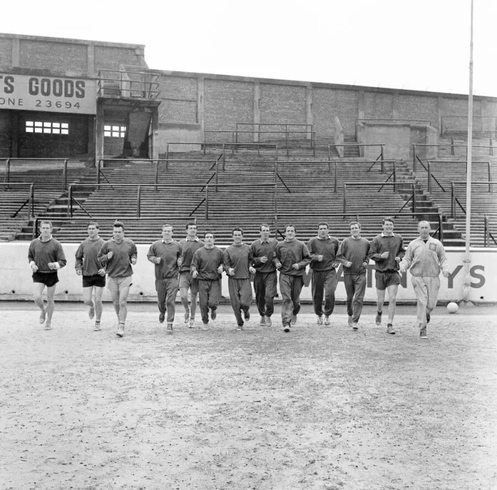 Framed Print : Southampton Football Players, Training Session, 15th March 1963 Framed Print : Southampton Football Players, Training Session, 15th March 1963