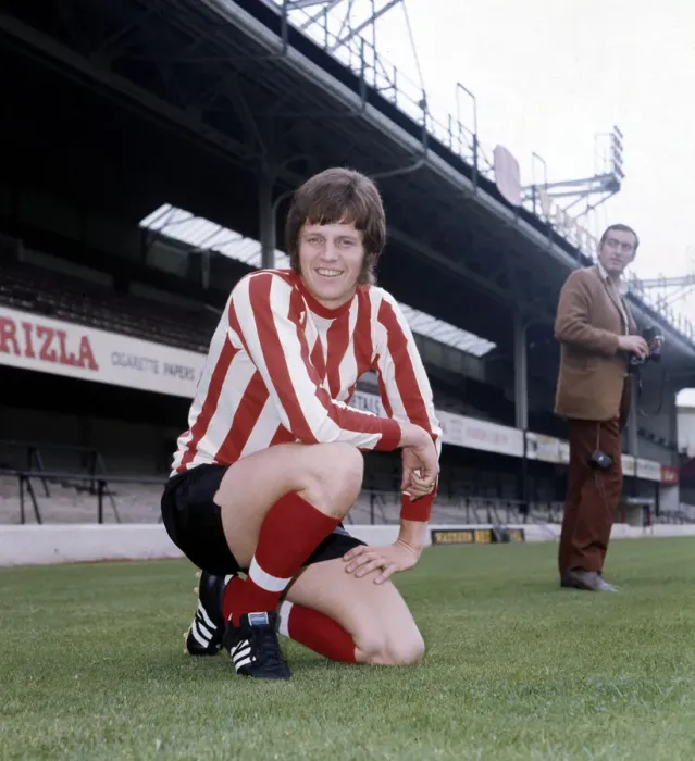 Framed Print : Southampton footballer Mick Channon at the Dell football ground August 1970 Framed Print : Southampton footballer Mick Channon at the Dell football ground August 1970