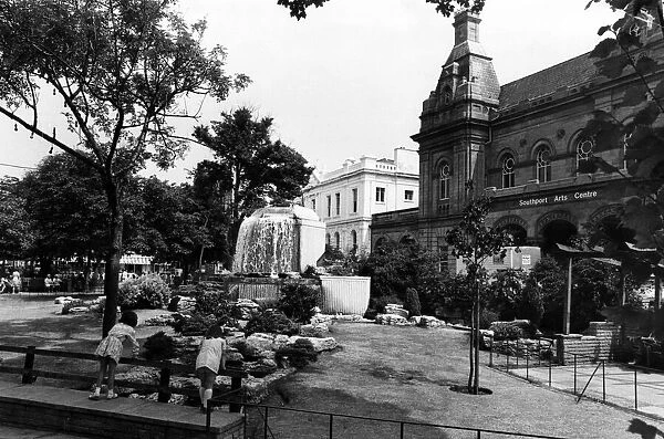 The Southport Arts Centre with the Town Hall. 3rd July 1988