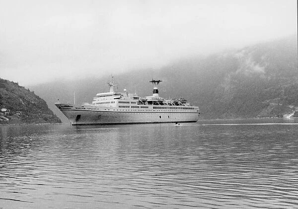 The Soviet cruise ship Maxim Gorky, formerly known as the Deutsche Atlantik liner Hamburg