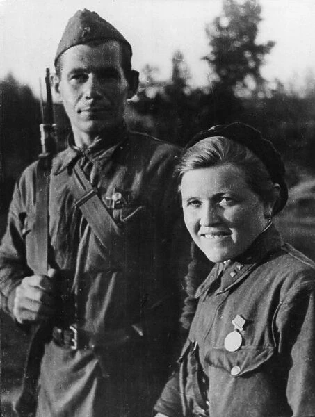 Soviet patriots of the Red Army Vassilli Kuzyarin and his sister Alexandre