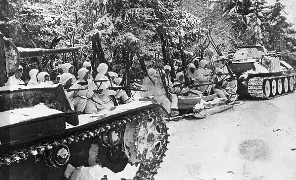 Soviet Red Army ski troops on their way to advanced lines