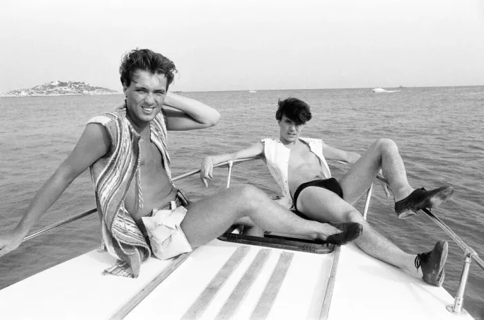Framed Print : Spandau Ballet, Ibiza, Spain, July 1981. Martin Kemp and John Keeble