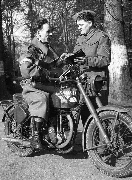 Speedway riders at aCommand HQ, March 1944. Sergeant Paddy Dukelow