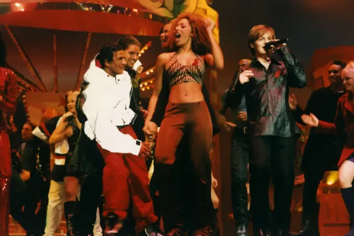 Framed Print : Spice Girl Mel B dancing and singing on stage at the 1996 Smash Hits Pole Winners Party Framed Print : Spice Girl Mel B dancing and singing on stage at the 1996 Smash Hits Pole Winners Party