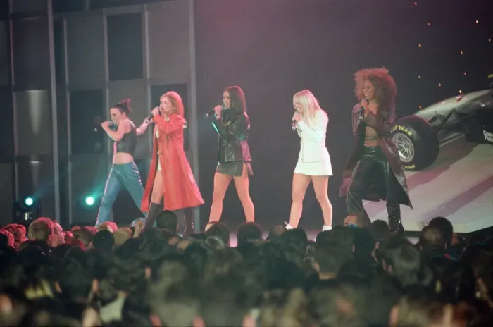 Framed Print : Spice Girls at Alexandra Palace in London to help launch new McLaren MP4 12 Formula One