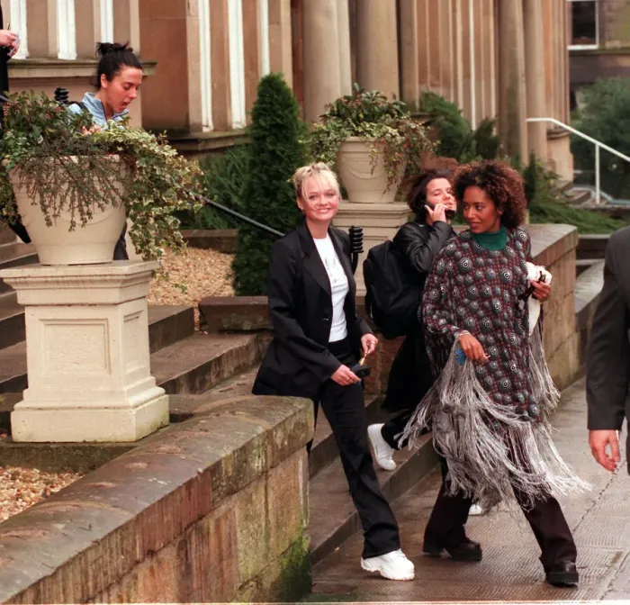 Framed Print : Spice Girls Mel C Emma Bunton and Mel B leaving One Devonshire Gardens April 1998 Framed Print : Spice Girls Mel C Emma Bunton and Mel B leaving One Devonshire Gardens April 1998