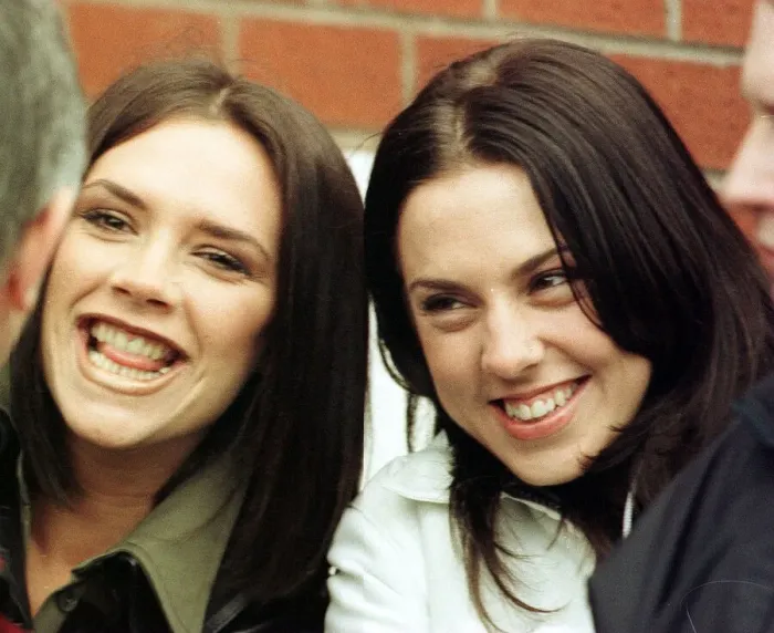Framed Print : Spice Girls Victoria and Mel C at the Manchester United v Sheffield Wednesday football