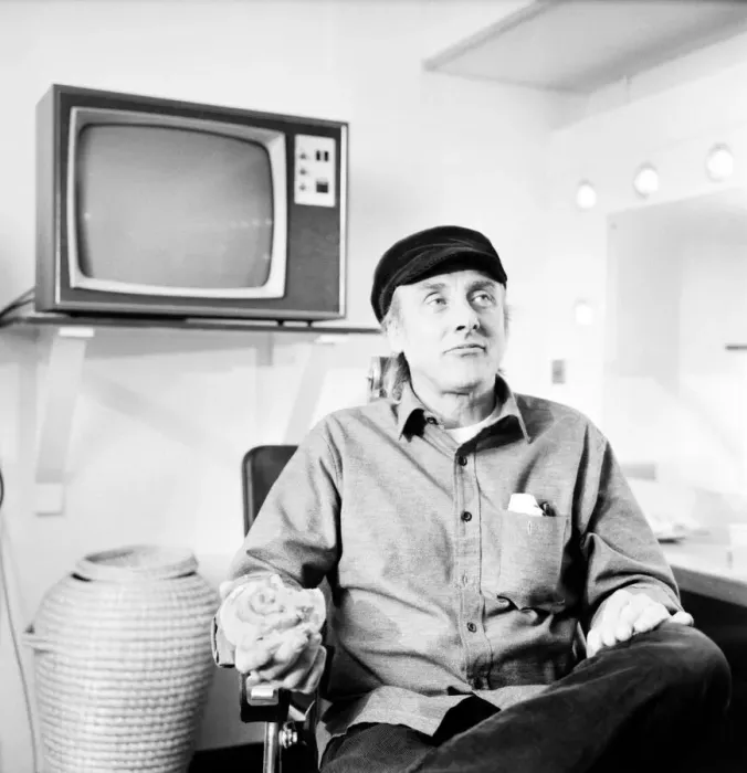 Framed Print : Spike Milligan, during a break in filming for his part in his new TV series as a