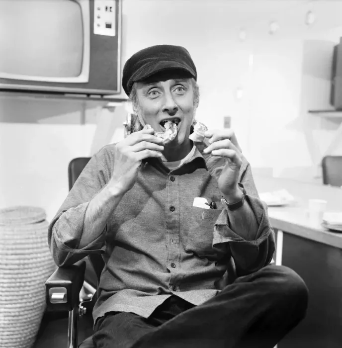 Framed Print : Spike Milligan, during a break in filming for his part in his new TV series as a