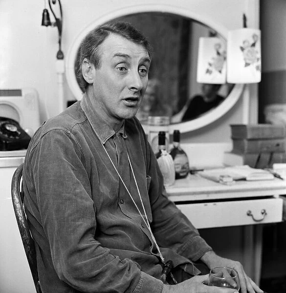 Spike Milligan in his dressing room during a performance of 'Son of Oblomov'