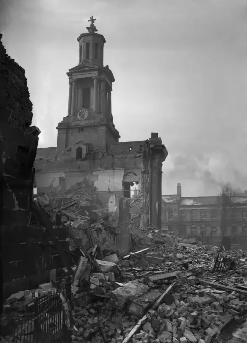 Framed Print : The spire of St Thomas Church, Bath Row, Birmingham is all that remains of this neo