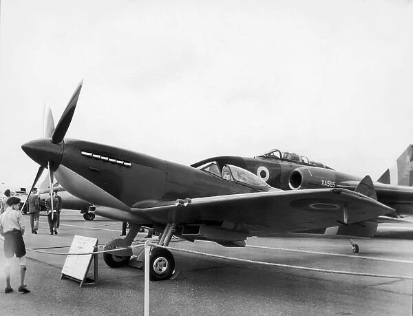 A Spitfire fighter plane on display at Gaydon. September 1960