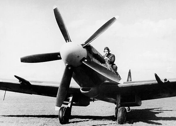 A Spitfire fighter plane, Mark XIV during the Second World War. September 1944