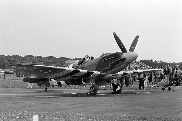 Spitfire single seat fighter aircraft on show at RAF Woodvale, South of Southport