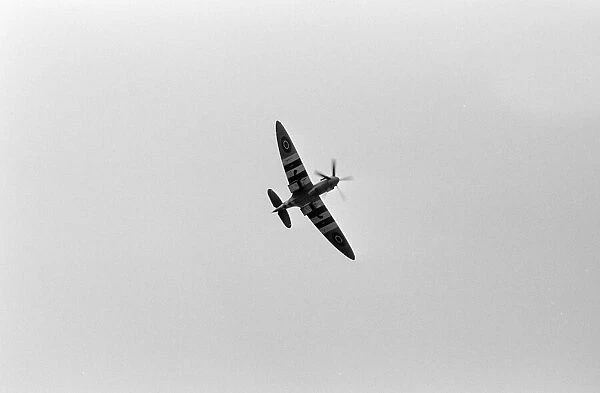 Spitfire single seat fighter aircraft on show at RAF Woodvale, South of Southport
