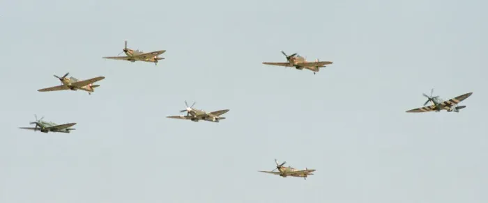 Framed Print : Spitfires and Hurricanes seen here during the flypast to commemorate tge 50th Anniversary Framed Print : Spitfires and Hurricanes seen here during the flypast to commemorate tge 50th Anniversary