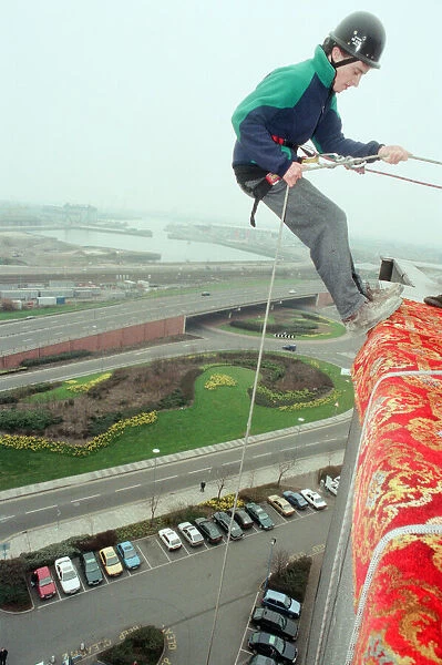 Sponsored abseil from the top of Hospitality Inn, Middlesbrough, 14th April 1996