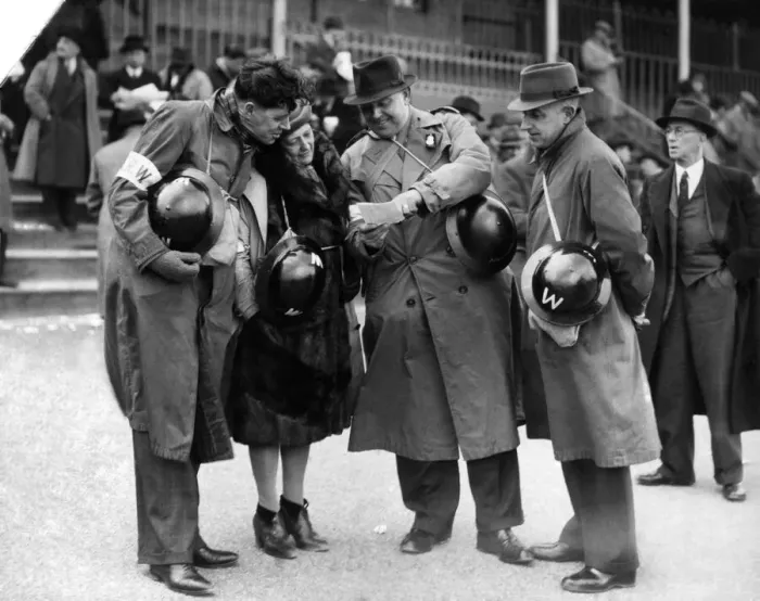 Framed Print : Spool Races. ARP Wardens with gas Masks and Helmets study race cards Framed Print : Spool Races. ARP Wardens with gas Masks and Helmets study race cards