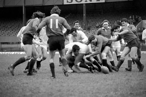 Sport  /  Action: England Rugby trials. January 1977 77-00005-005