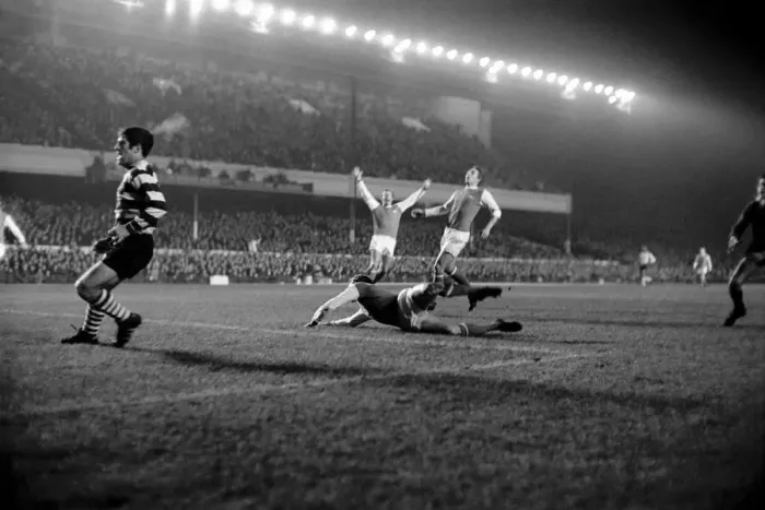 Framed Print : Sport: Football: Arsenal v. Sporting Lisbon Inter City Fairs Cup. Action from the match Framed Print : Sport: Football: Arsenal v. Sporting Lisbon Inter City Fairs Cup. Action from the match